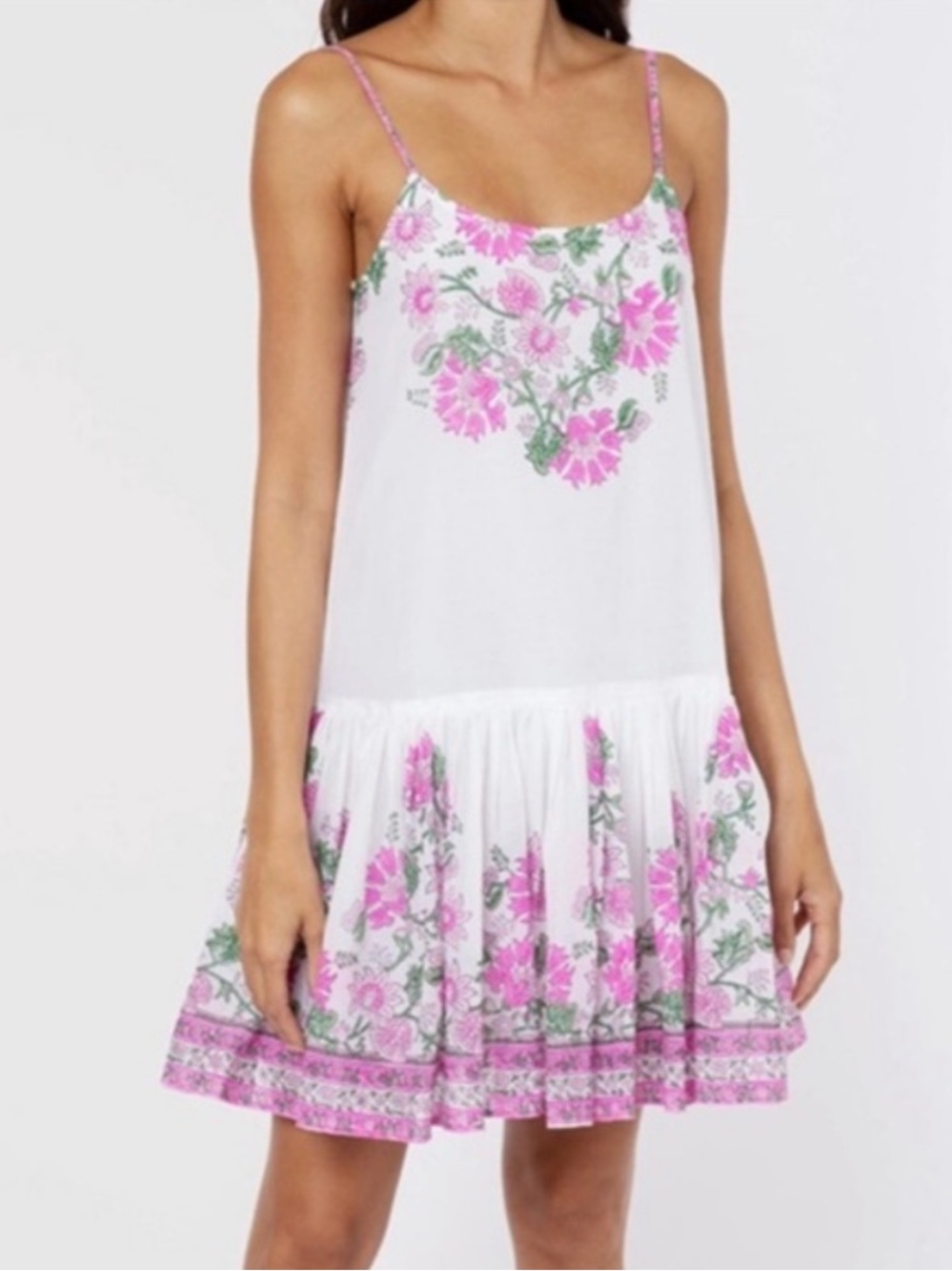 Juliet Dunn Dress Strappy Mini in Hot Pink Floral
